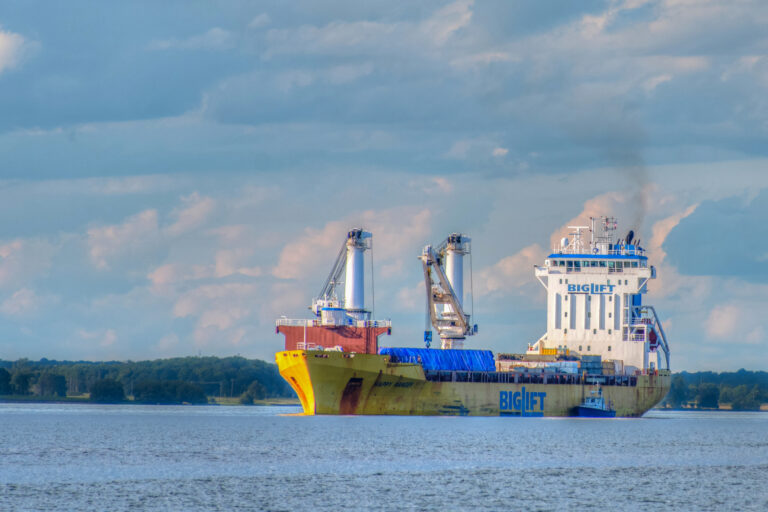Ship in the shipping channel on the St. Lawrence River near Alexandria Bay, NY